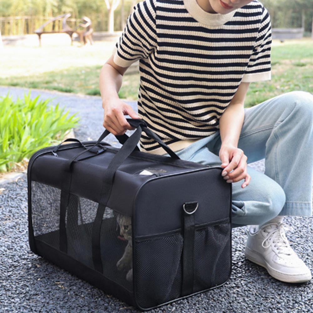 Portable Cat Carrier Bag Breathable Mesh Anti-Lost Pocket Smooth Zipper Pet Out Pouch For Puppy Travel