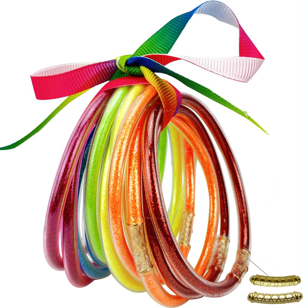 Bracelet 12Pcs/Set Jelly Bangles Lucky Symbol Tibetan ddmysmile Temple Bangles Silicone Bracelet For Women Smile