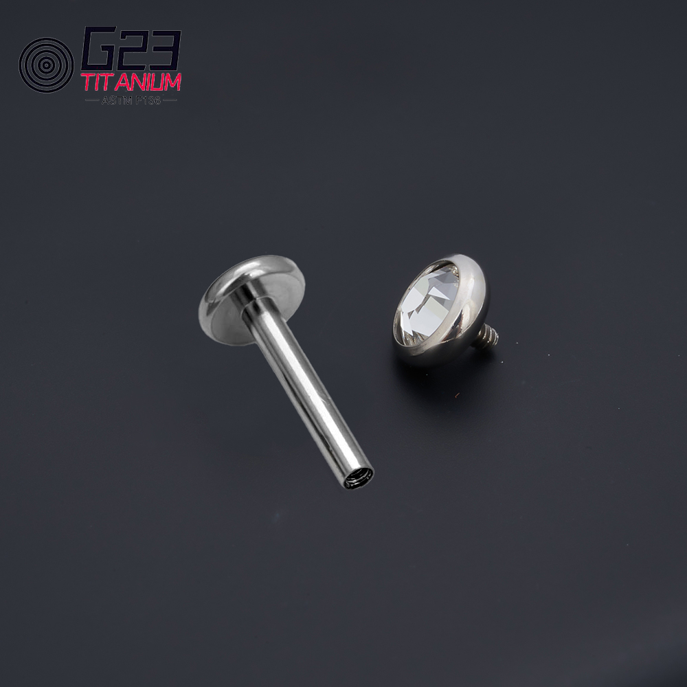 G23 Titanium Internally Thread Labret Piercing CZ Gem Orelha Cartilage Tragus Nose Earing Lip Stud Piercing Helix Body Jewelry