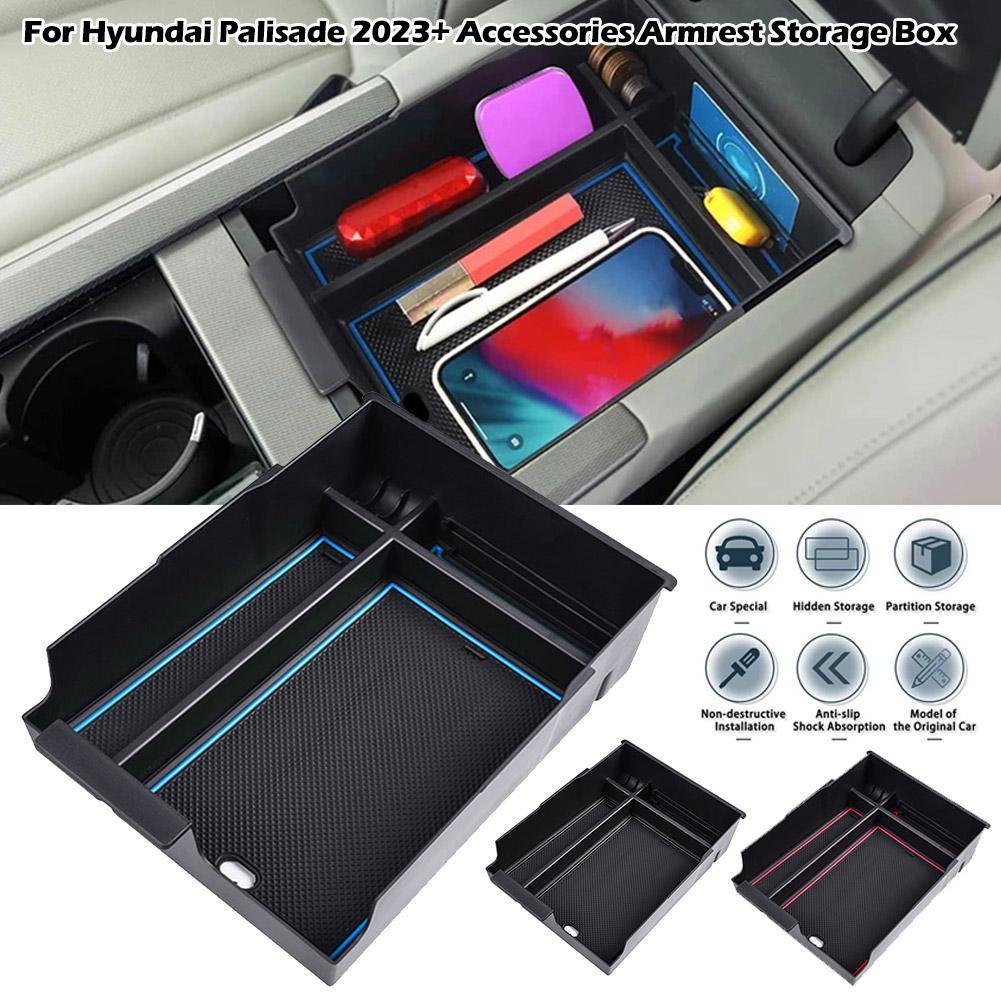 Plastic Tray Console Organizer Center For Hyundai Palisade 2023+ Accessories Armrest Storage Box Glove Box Insert Holder smile + + +