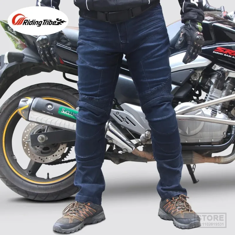 Men Motorcycle Pants Motocross Off-road Racing Rider Jeans Riding Breathable Trousers with Kneepads Protective Clothing HP-03