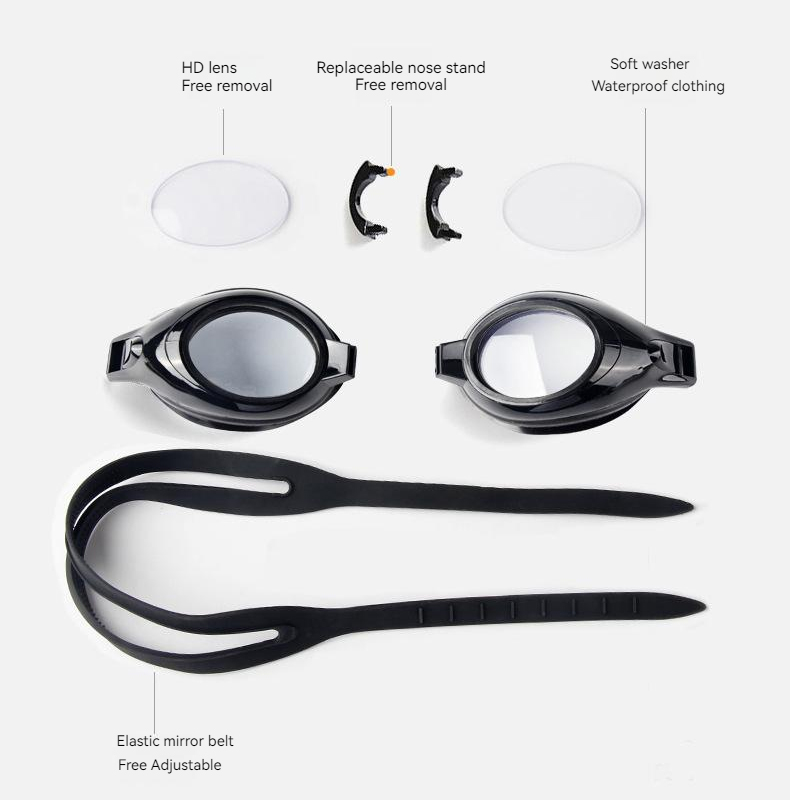 Anti-Fog Myopia Swim Eyewear Waterproof Swimming Diving Goggles Water Sport Glasses Farsightedness/Astigmatism Custom Degree