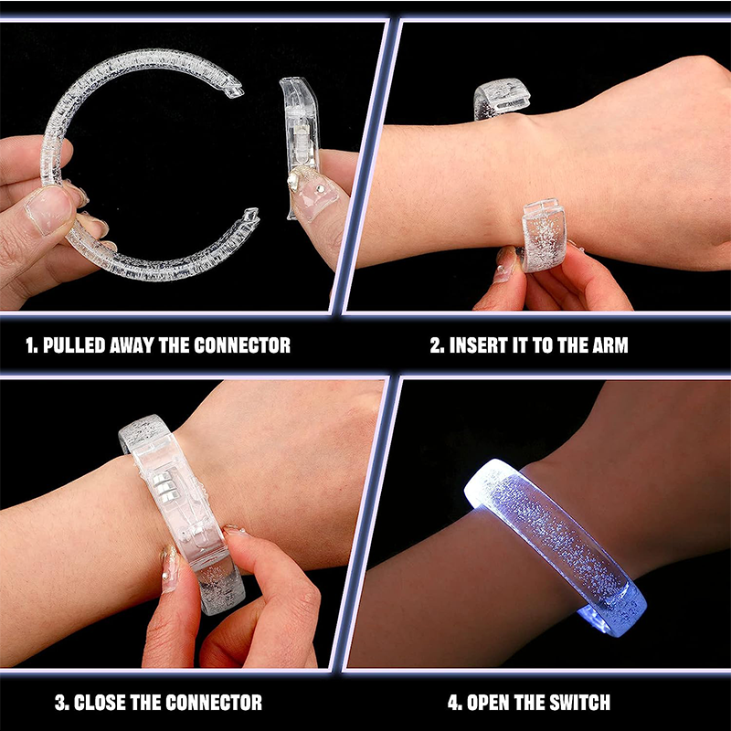 12pc LED Light Up Bracelets White Glow Wristbands Glow Bracelets Luminous Props Birthday Wedding Party Supplies Glow In The Dark