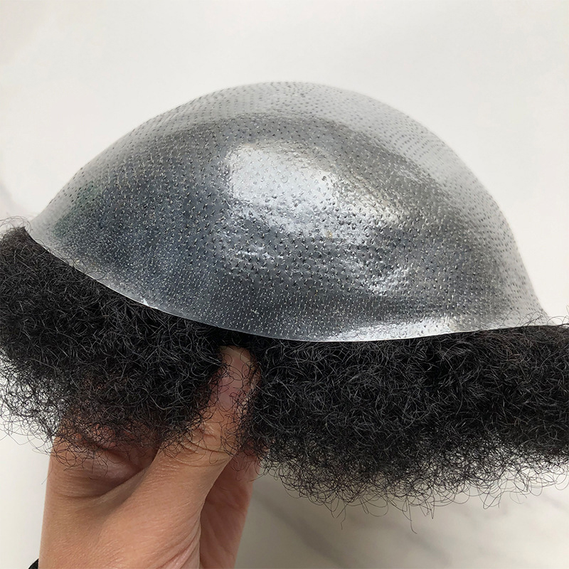Men Real Hair Blocks Popular Handmade Products in Europe and America African Curly Men Hair Care Products High-density Hair Blocks