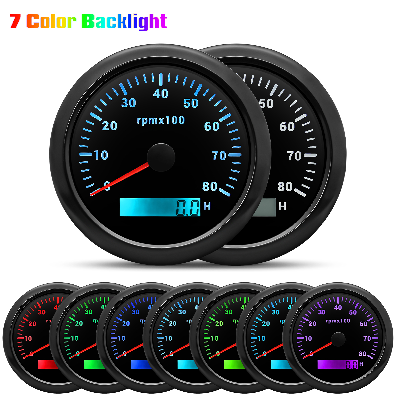 HD 6 Gauge Set 85MM GPS Speedometer with Tachometer with Sensor + 52MM Water Temp Gauge Oil Pressure Fuel Level Meter Voltmeter