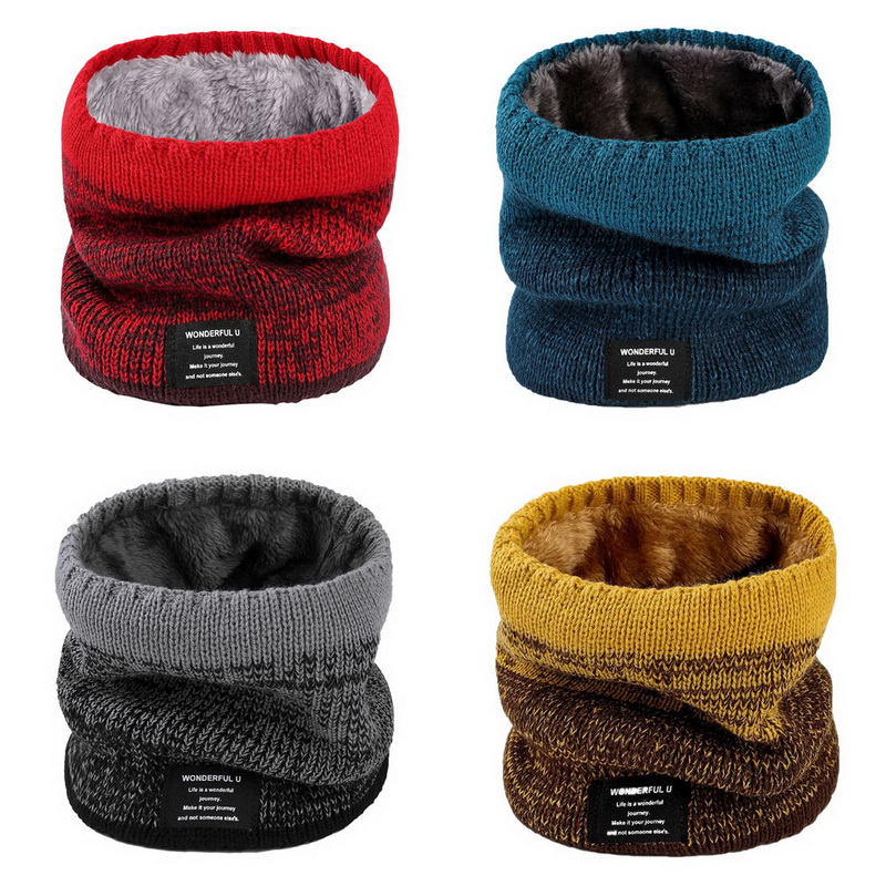 Winter for Men Fleece Ring Bandana Knitted Warm Solid Scarf Women Neck Warmer Thick Cashmere Hot Handkerchief Ski Mask