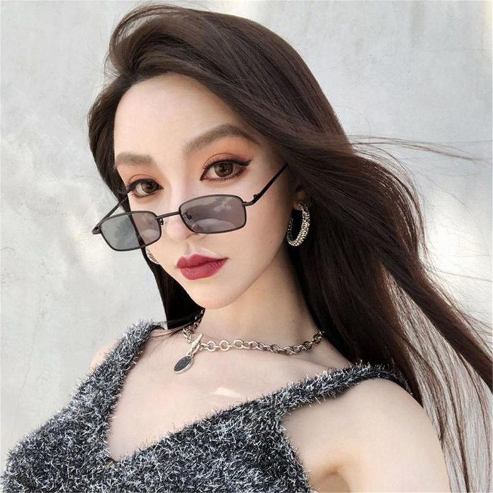 Unisex Retro Shades Small Rectangle Sunglasses Colorful UV400 Metal Frame Clear Lens Sun Glasses Eyewear for Men Women Goggles