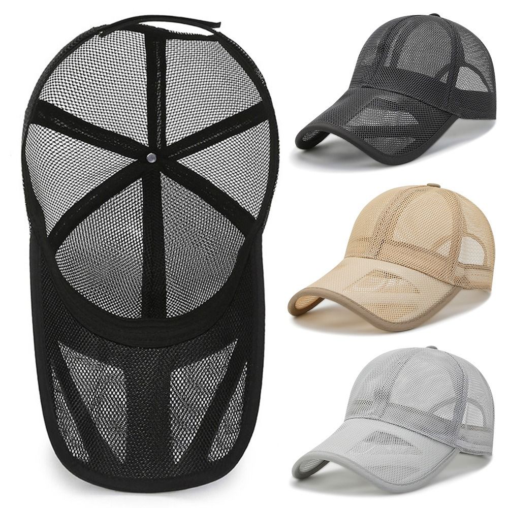 Summer Full Mesh Baseball Cap Unisex Trucker Cap Trucker Caps Men Fishing Hat Quick Dry Golf Running Hat Adjustable Snapback Hat