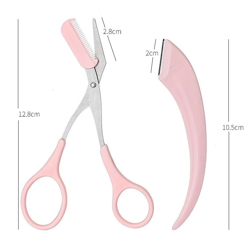 Karsyngirl 1/2/3Pcs Eyebrow Trimming Knife Eyebrow Face Razor For Women Eyebrow Scissors With Comb Brow Trimmer Scraper 240625