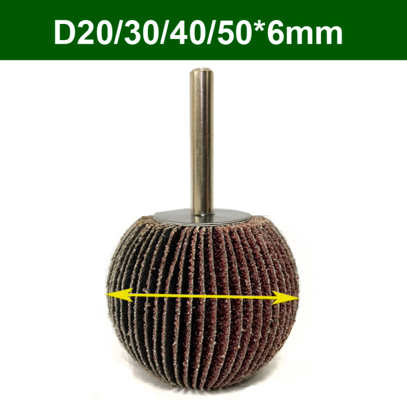 5PCS Spherical Sandpaper Flap Wheel 6mm(1/4") Shank 60-120 Grit Abrasive Rotary Tool Dremel Accessories For Polishing Ball Shape