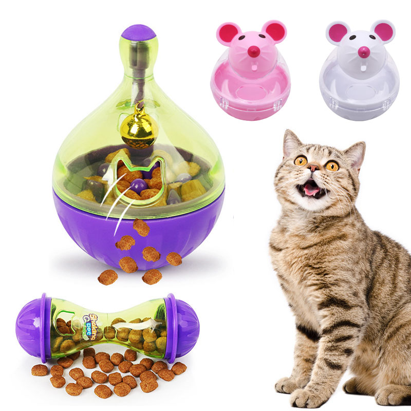 Cat Food Leakage Toys Interactive Food Funnel Plastic Cat Food Dispenser Mouse Ball Shape Tumbler Puzzle Training Pet Supplies