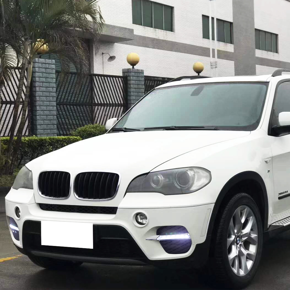 Car Flashing 1 Pair DRL For BMW X5 E70 2011 2012 2013 Daytime Running Lights Daylight Car LED Fog head Lamp cover