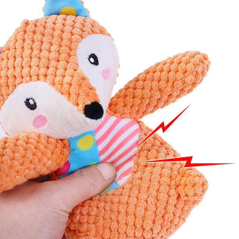 Pet Plush Toy Cat Dog Interactive Teething Toys Cute Animal Style Bite Resistant Squeaky Teeth Cleaning Chew Toy Pet Supplies