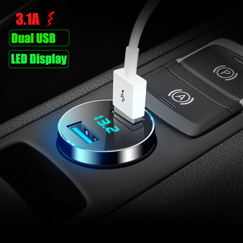 New LED Display Dual USB Car Charger For Peugeot 107 108 206 207 208 301 307 308 407 408 508 2008 3008 4008 5008 Exalt