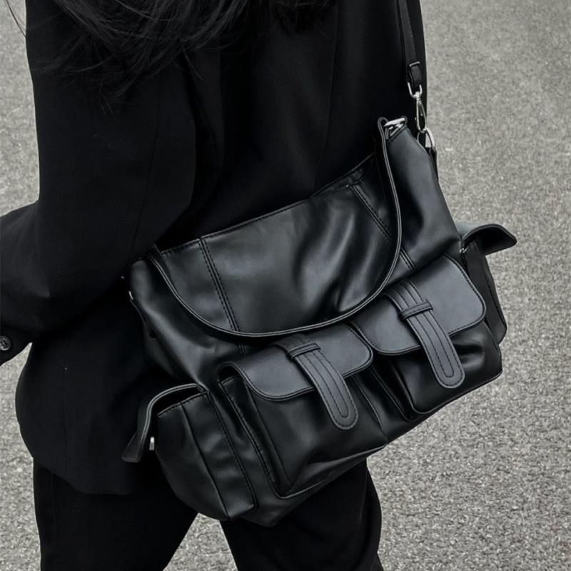 HAEX Punk Women Tote Bags 2023 New Design Individuality Large Capacity Vintage PU Crossbody Shoulder Hobos Bags Bolso Mujer