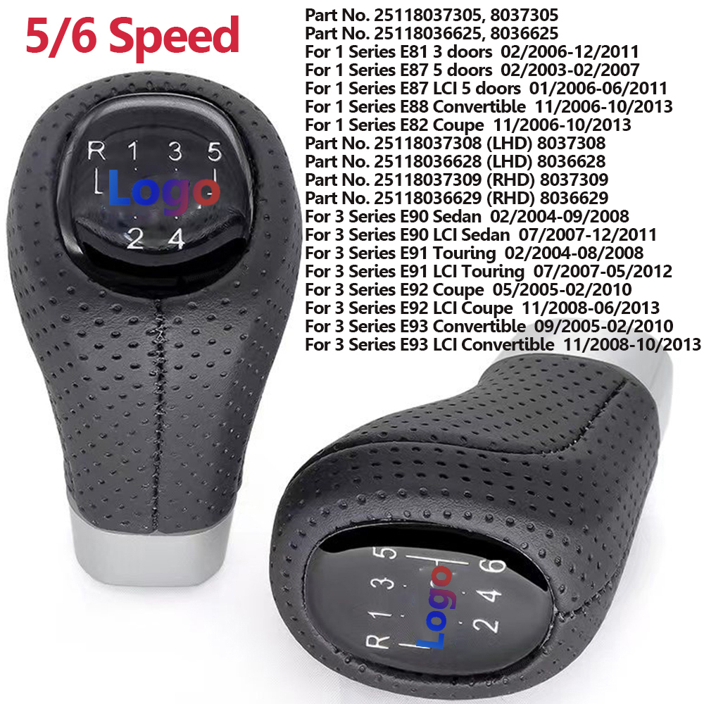 Gear Car 5/6 Speed Shift ddmysmile Knob Head Leather Shifter Lever Handball For Series 1,3 E81 E82 E90 E91 E92 Gearshift Shifter Lever Smile