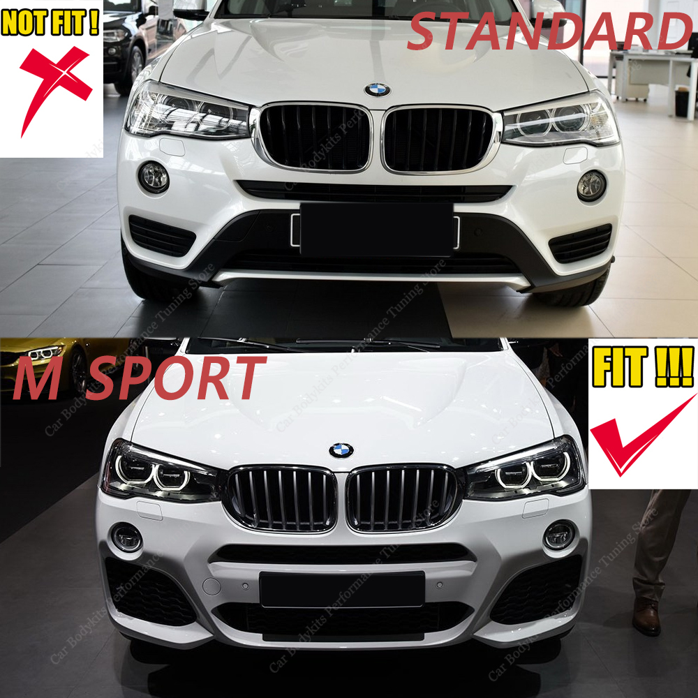 For F25 F26 3Pcs Front Bumper Lip Splitter Spoiler X3 X4 20i 28i 30d 35i 35d M40i 2014-2018 Facelift Bodykits Tuning