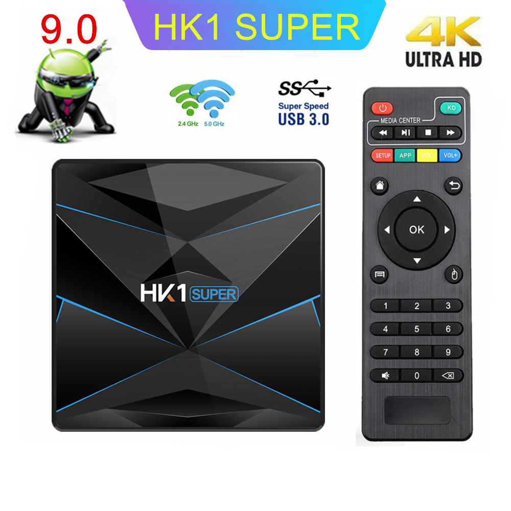 Super Box Hk1 TV Android 9.0 Rk3318 Quad Core 4Gb 32Gb Set Top Box 2.4G/5G Dual Wifi Usb3.0 Bt4.0 4K ddmysmile Smart Set Top Box Smile