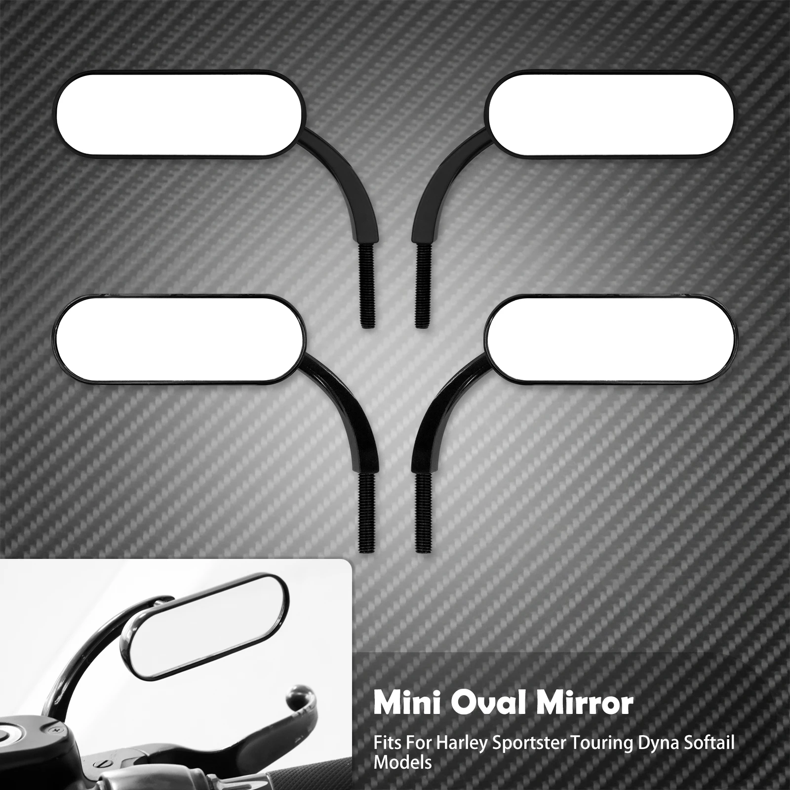 Universal Motorcycle Rearview Oval Mirror 8mm&10mm Side Mirrors For Harley Sportster Chopper Breakout Electra Glide Dyna Softail