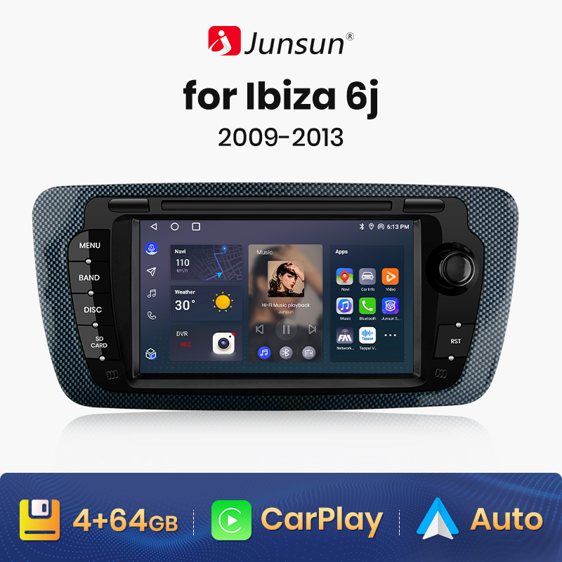 Junsun V1 Android Autoradio for Seat Ibiza 6j 2009 - 2013 Car Radio Multimedia Bluetooth 7 Inch Touch Screen DVD Player