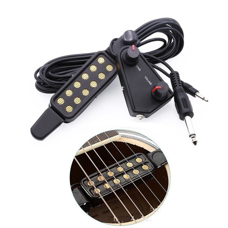 12-hole Acoustic Guitar Sound Hole Pickup Magnetic Transducer with Tone Volume Controller Audio Cable Guitar Parts &