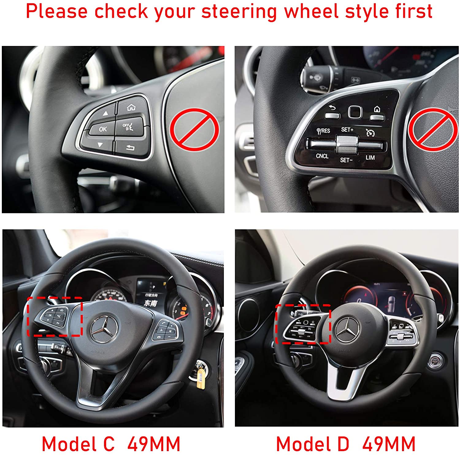 Car Steering Wheel Emblem Diamond Sticker for Mercedes Benz W203 W204 W124 W164 W140 A B C E Class GLA CLA GLC GLK Accessories