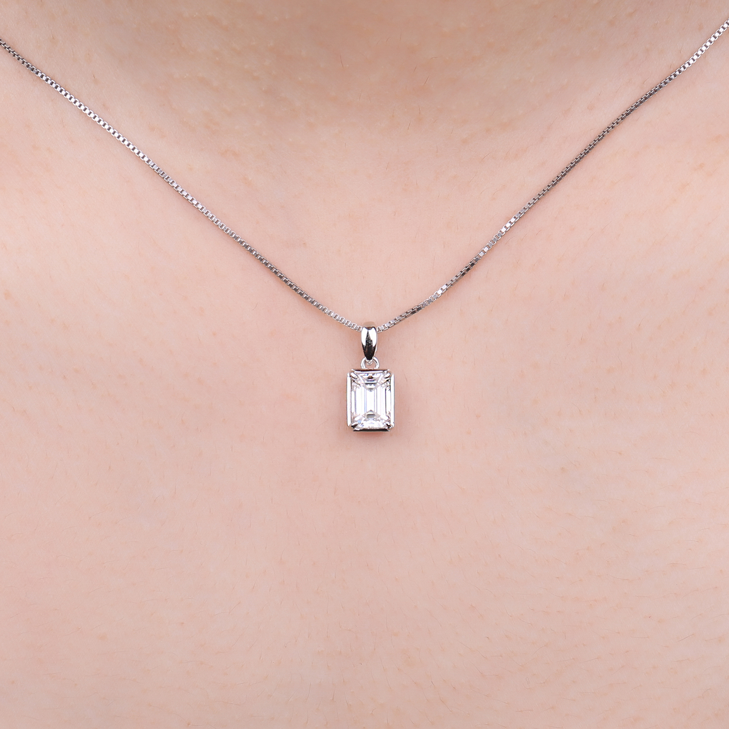 JewelryPalace Moissanite D Color 1ct Emerald Cut 925 Sterling Silver Pendant Necklace for Woman No Chain Yellow Rose Gold Plated