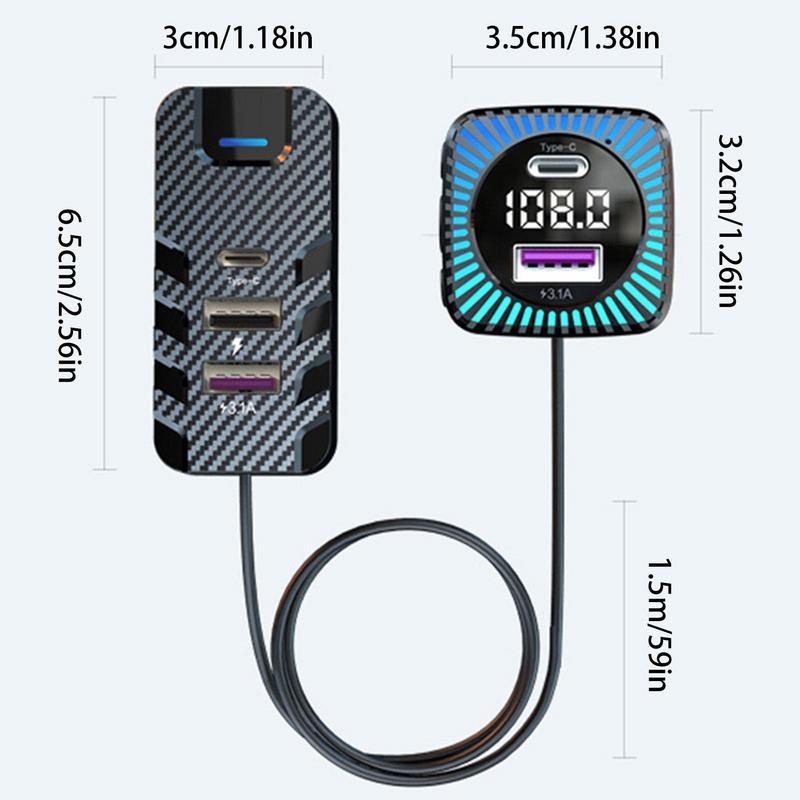 Rear Seat Charger 15W Universal Fast Charging Car Charger Multifunctional Car MP3 Player FM Transmitter Convenient 12b5f