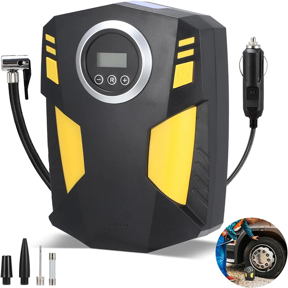 Compressor 12V Fast Car Iatable Pump ddmysmile Car Digital Air Pump Motorcycle Bicycle Car Tyre Iator Portable Electric Air Pump Smile