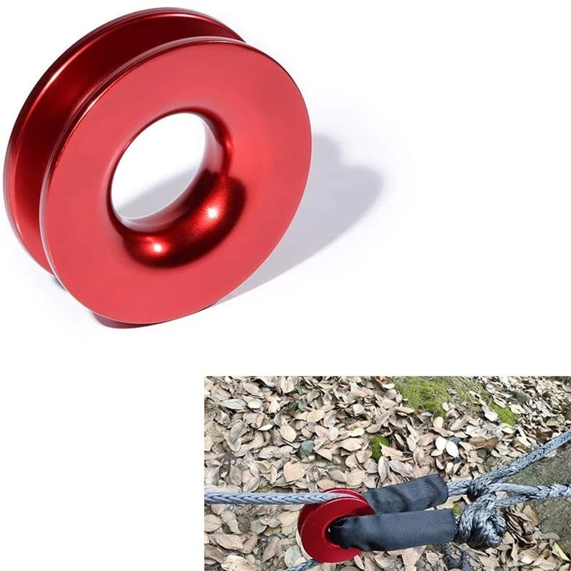 for Truck Vehicle Recovery 41000lbs Winch Rope Synthetic Soft Shackle+Recovery Ring Set Red Shackles with Protective Sleeve