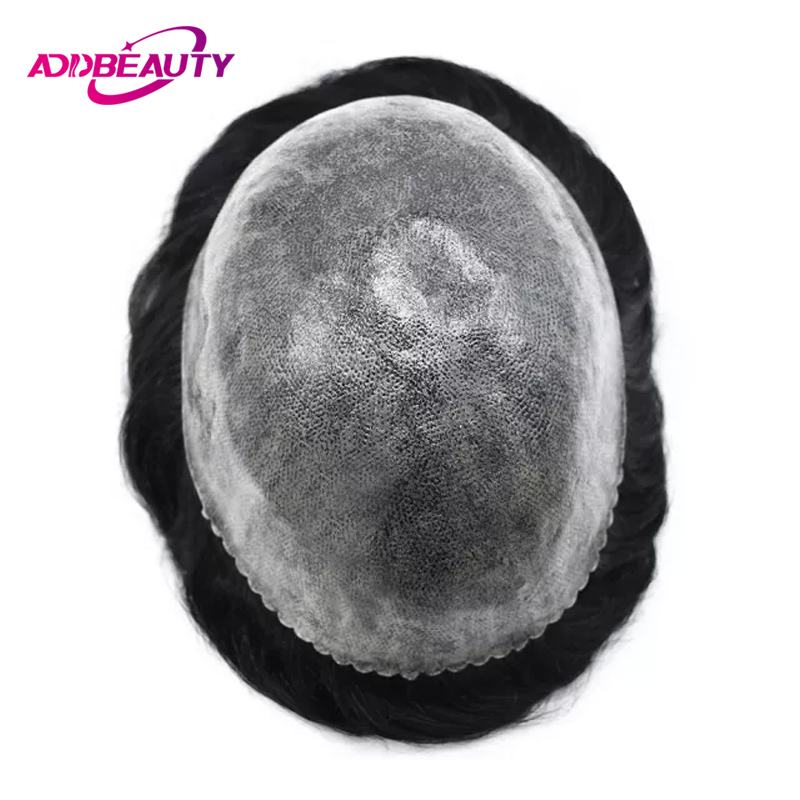 Prosthesis Full Hair Iskin PU 0.12-0.14Cm With ddmysmile Knots Straight Men Toupee Hairpiece Human Hair Wigs Ddmysmile Indian Hair System Natural Smil
