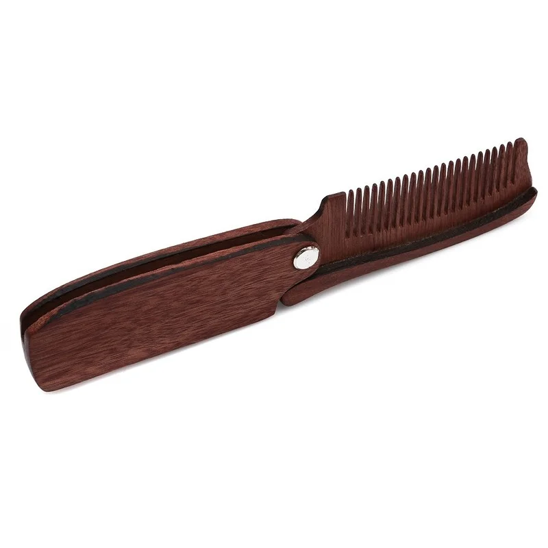 10pcs Folding Wooden Beard Comb Men's Waves Brush Hair Beard & Mustache Comb Sandalwood Comb Everyday Grooming Use with