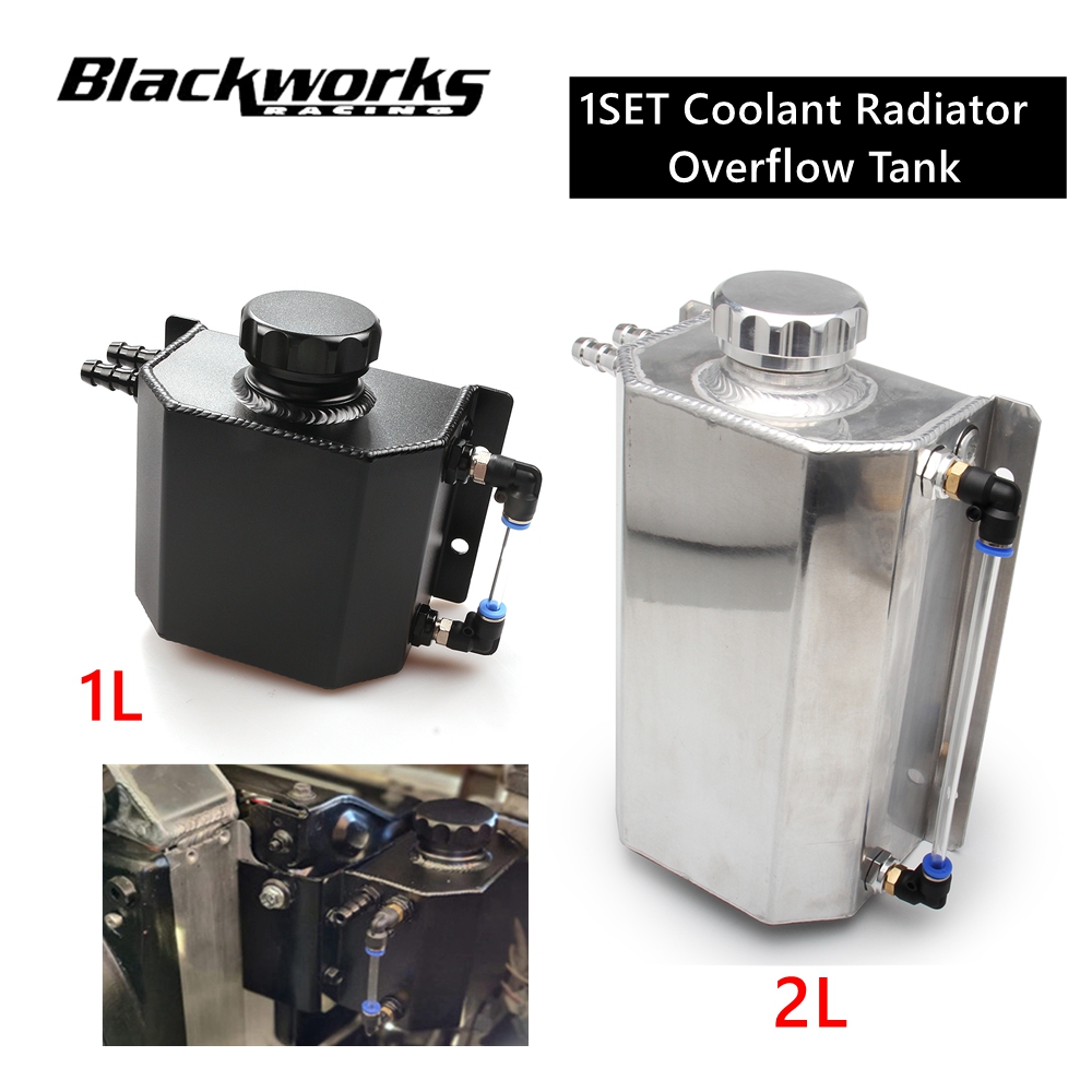 1L/2L Universal Catch Can Coolant Radiator Overflow Aluminum Oil Fuel Tank With Drain Plug Sier Black OCC-1009