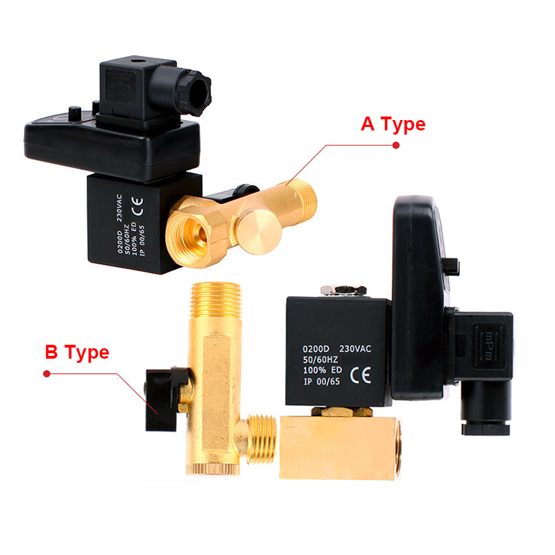 Electronic Drain Valve Air Compressor 1/2" DN15 Normally Closed Electric Timing Solenoid Valve Automatic Water Switch AC220V