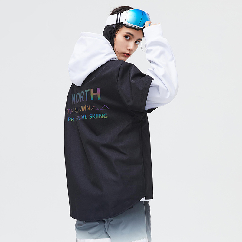 New Ski Suits Inside Men's Women's Snowboard Jackets Winter Clothing Ski Tops Reflective Fake Two Pieces Waterproof Ski Hoodie