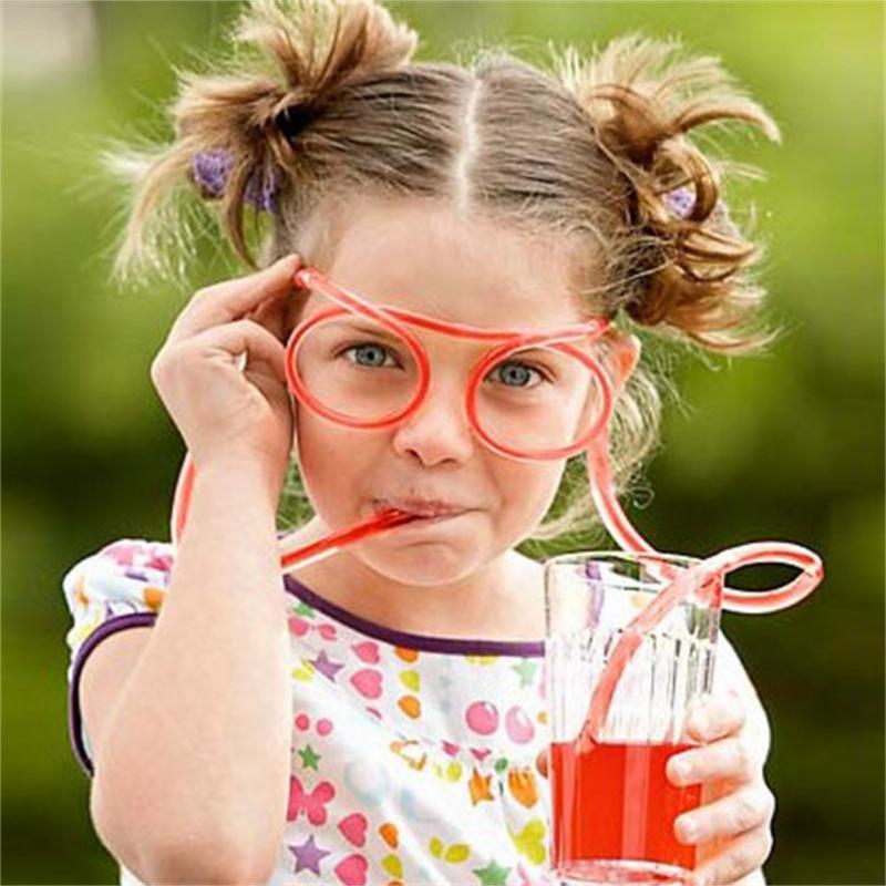 1/3/6pc Silly Straw Glasses Reusable Novelty Eyeglass Drinking Straw For Kids Party Annual Meeting Accessories Fun Loop Straws