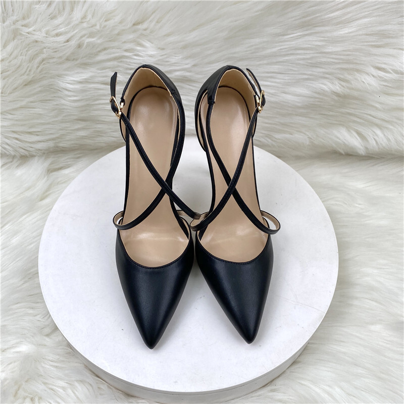 Cross-Tie Sexy Cover Heeled High Heel Shoes Women Soft Patent Stiletto 10Cm Cover Heels Pumps Large Size 33-45 68