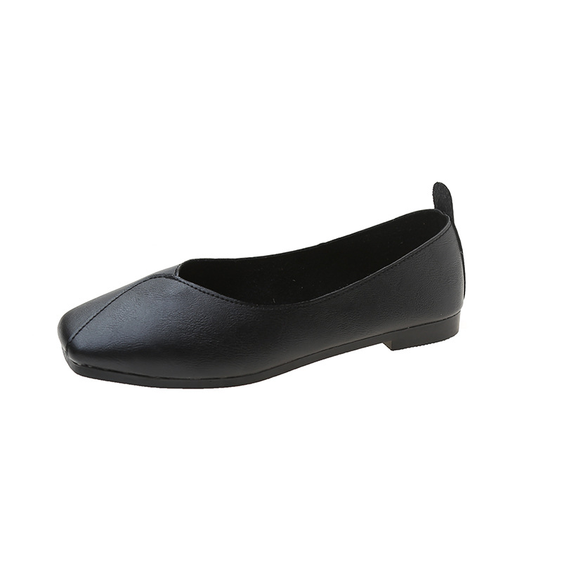 Flat single shoes women 2024 spring and summer new simple solid color light mouth slip-on lazy bean shoes