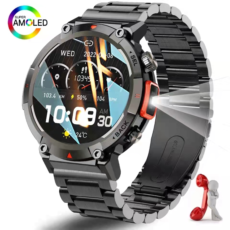 ddmysmile Smart 2024 Watch New 1.45 Inch 360*360 Pixel 300Mah Smartwatch Men Bluetooth Ddmysmile Call Bt5.0 With Flashlight Remote Camera Magnetic Smi