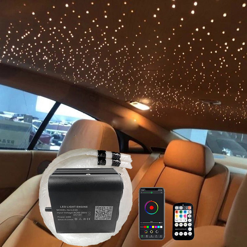 new hot Fiber Optic LED lights Double Head Starry Sky Music Control Car Roof Ceiling kit Smart APP Twinkle color lamp 4M Fiber