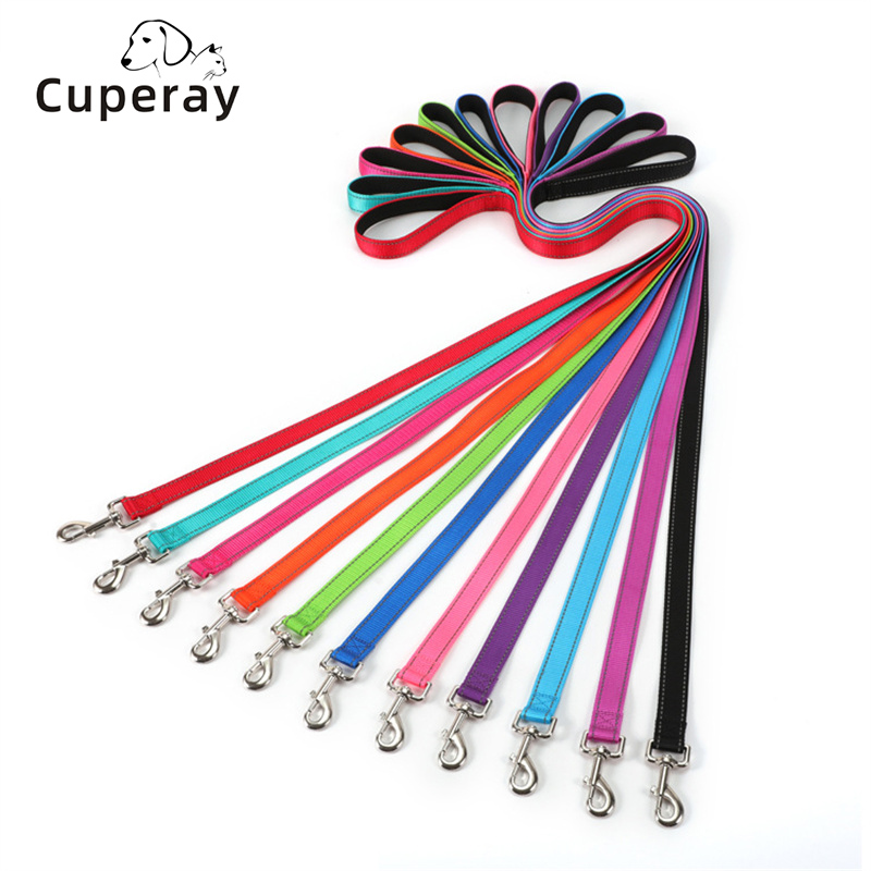 Double-Sided Reflective Heavy Duty Dog Leash,Neoprene Padded Handle & Metal Hook Pet Training Leash for Small Medium Large Dogs