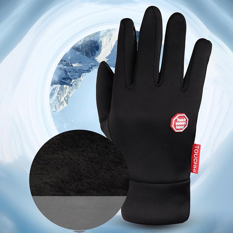 1 Ski Gloves Heated Pair Windproof Fleece Gloves Cycling Accessories Hand Warmer For Mountaineering Motorcycling Running Riding smile