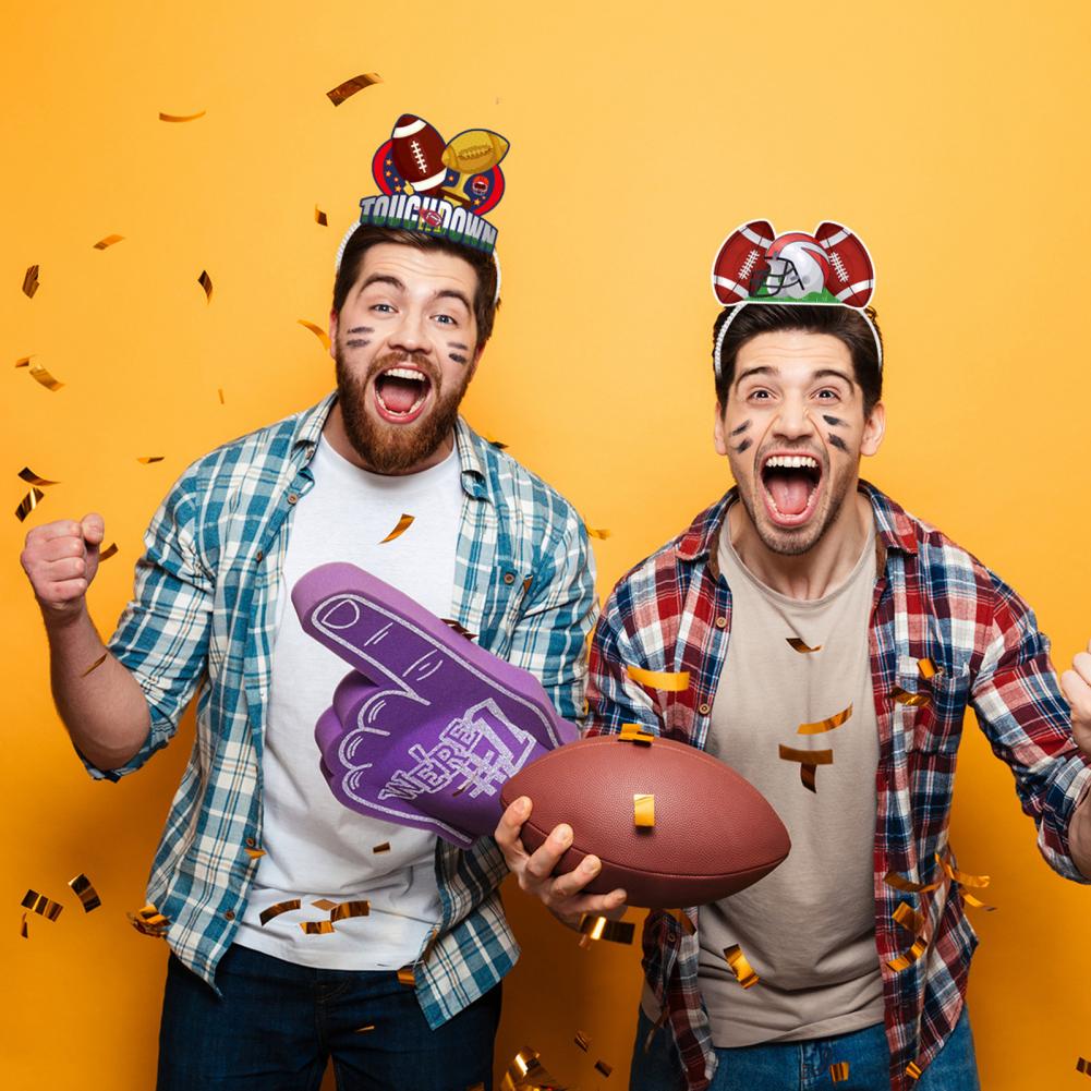 Rugby Headband Fade-resistant 6pcs Themed Headband Set for Adults Children Vibrant Color Hair Hoop Photo Props for Parties Party smile