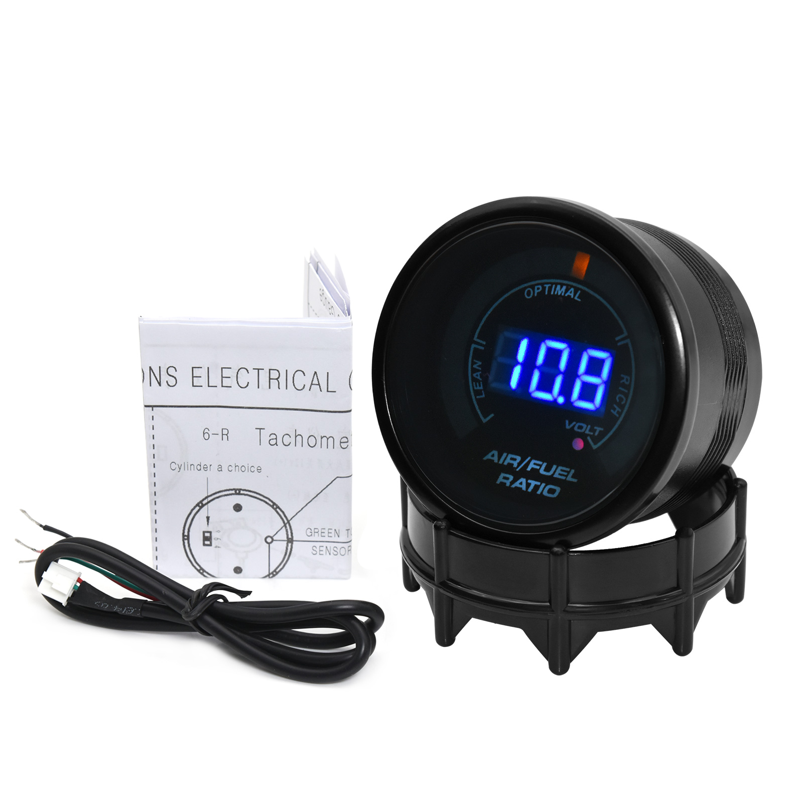 2 in 1 Racing 52mm Digital AFR with Narrowband O2 Oxygen Sensor Air Fuel Ratio Gauge for 12V Car Voltmeter