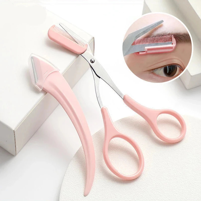 Karsyngirl 1/2/3Pcs Eyebrow Trimming Knife Eyebrow Face Razor For Women Eyebrow Scissors With Comb Brow Trimmer Scraper 240625