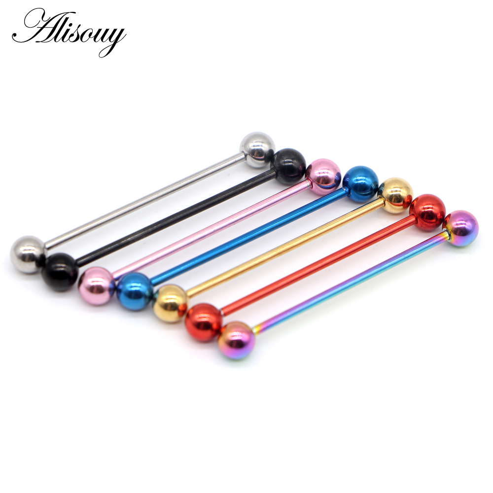 Alisouy PC G Unisex Tongue Ring Men Goth Punk screw Piercing Body Nose Lip Rings Ear Cartilage nail mm 5