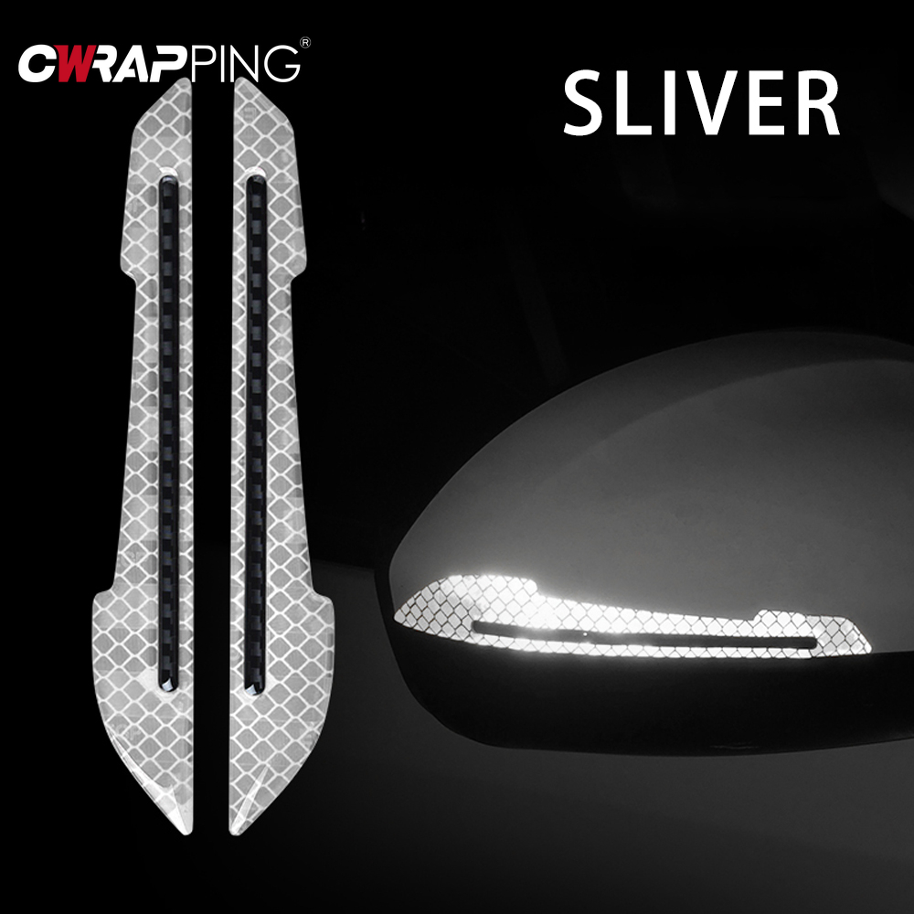 2PCS Car Safety Warning Tape Sticker Mark Styling Reflective Mirror Stickers for Auto DIY Decorative Accessories