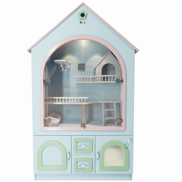 Cat House Customized Large Space Cage For Palace Solid Wood Pet Shop Transparent Cat Exhibition Cabinet Adoption Villa Glass