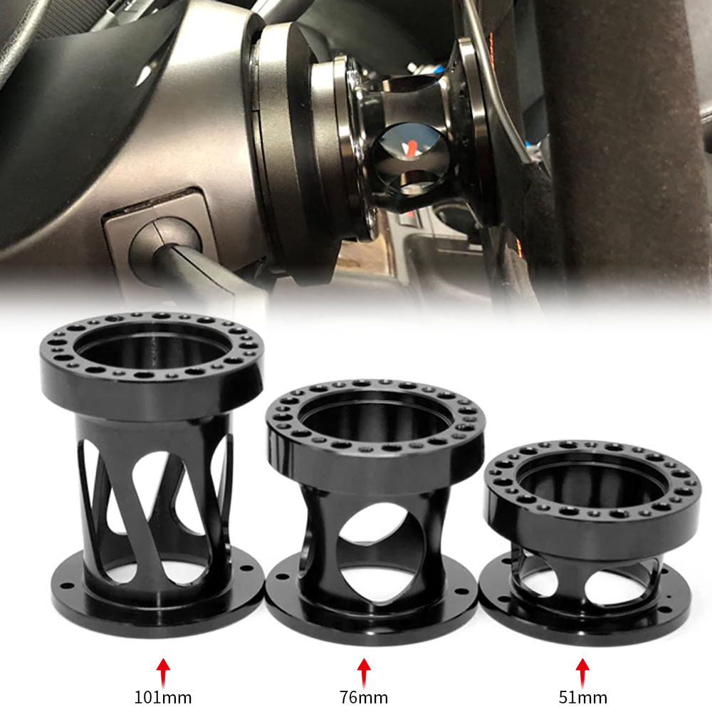 New hollow out Universal Steering Wheel Hub Spacer 12/51/76/101 mm Steering Wheel Hub Boss Kit Adapter Spacer Black