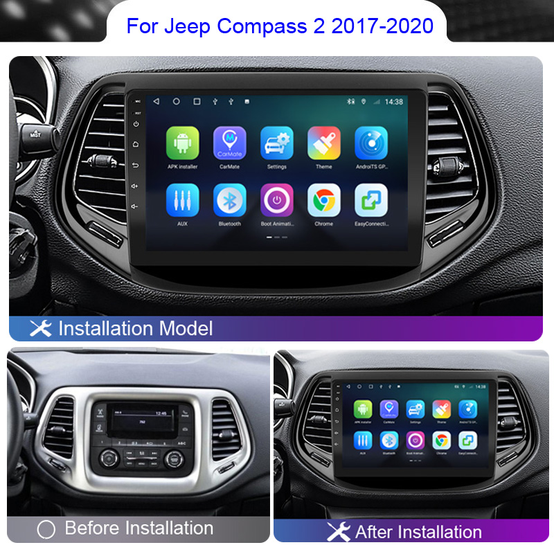 8+256 Android 12 Car Radio Multimedia Carplay For JEEP Compass 2 2017 2018 2019 2020 4G Wifi GPS DSP DVD 2 DIN Autoradio Stereo